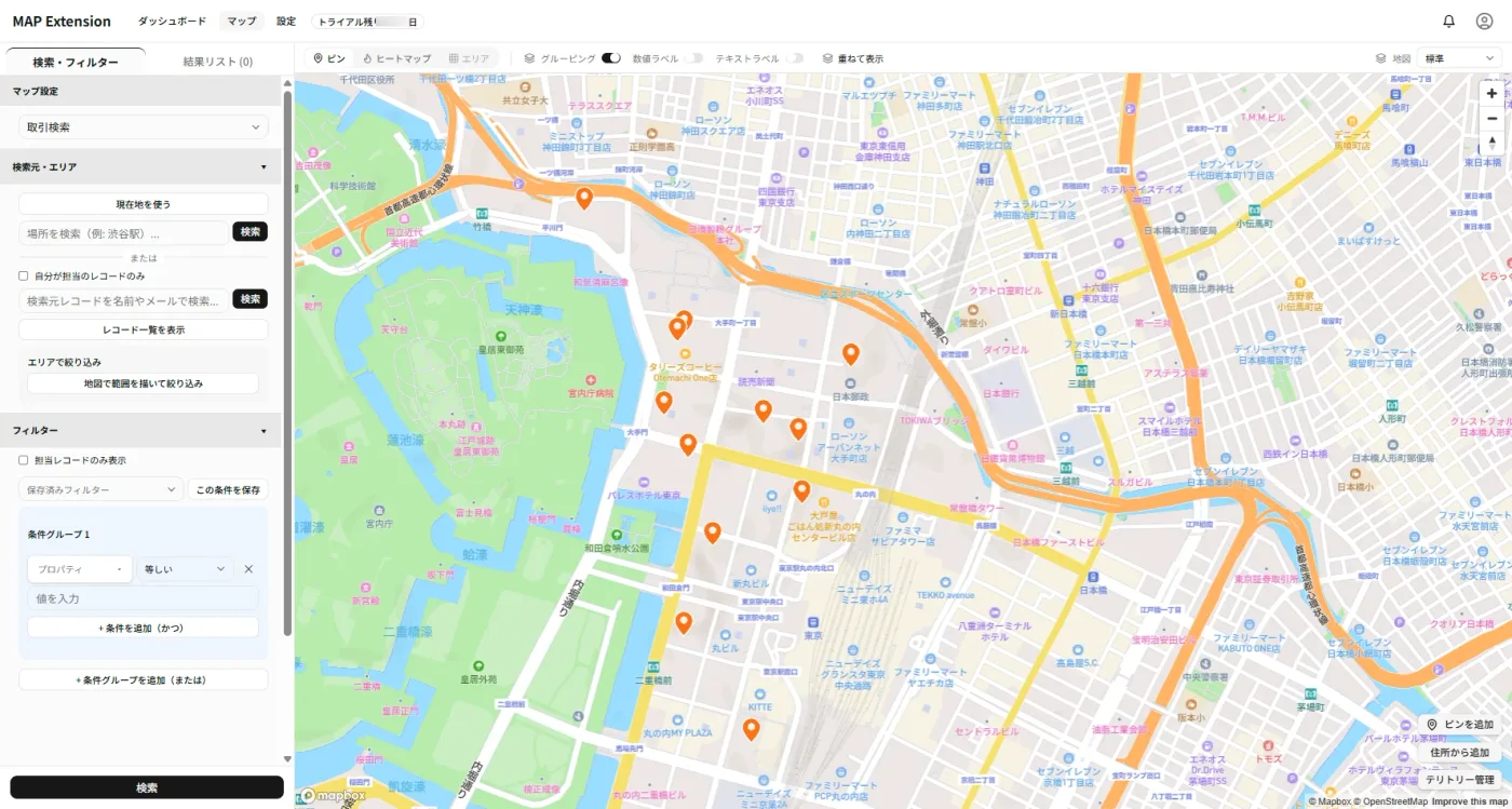 MAP Extensionの画面